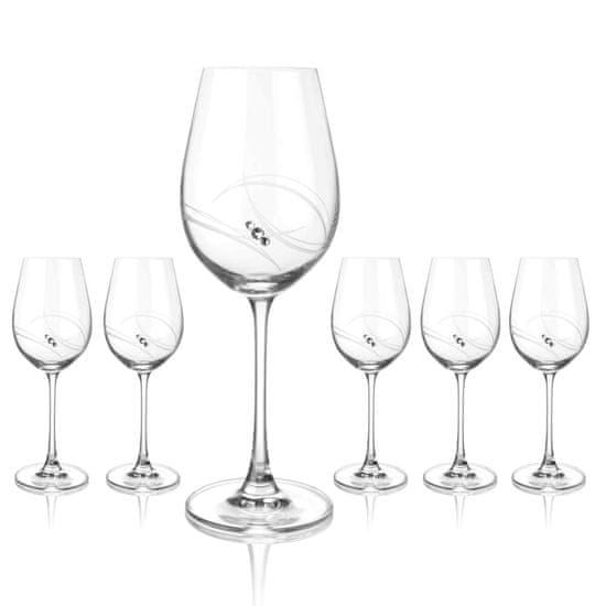 Diamante Atlantis poháre na biele a ružové víno - darčekové balenie 6 pohárov