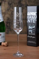 Diamante Brúsený pohár na šampanské a prosecco k 30. výročiu