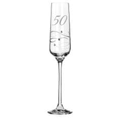 Diamante Brúsený pohár na šampanské a prosecco k 50. výročiu
