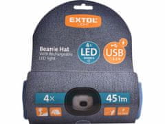 Extol Light Čiapka s čelovým svetlom, 4x LED, 45lm, Li-ion akumulátor 300mAh, modrá, nabíjanie cez USB