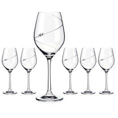 Diamante Šesť Silhouette pohárov na biele víno s brúsom a krištálikmi