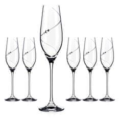 Diamante Šesť Silhouette pohárov na šampanské a prosecco