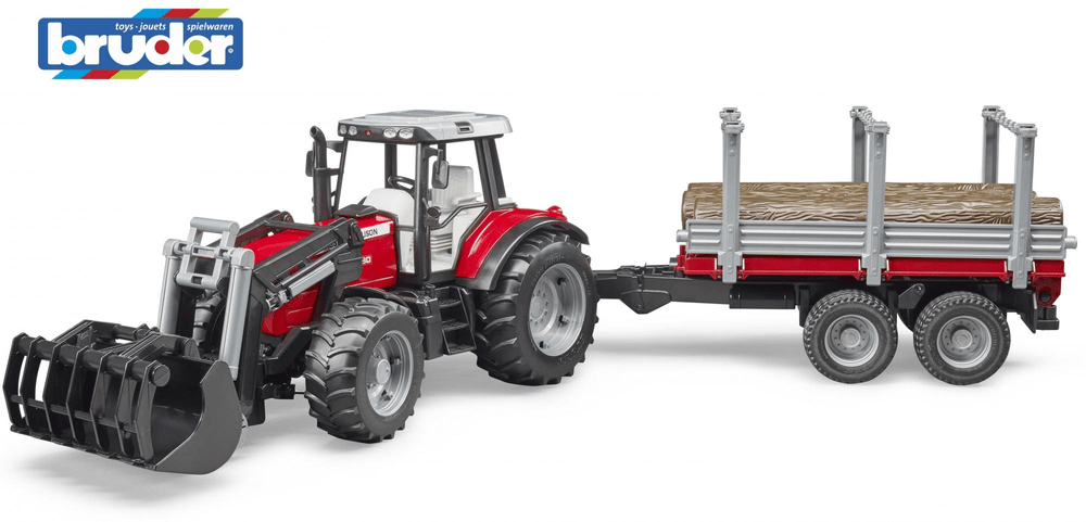 BRUDER 2046 Farmer Massey Ferguson traktor s vlekom