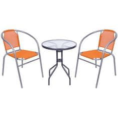 ST LEISURE EQUIPMENT Set balkónový BRENDA, oranžový, stôl biely 72x59 cm, 2x stolička 60x71 cm
