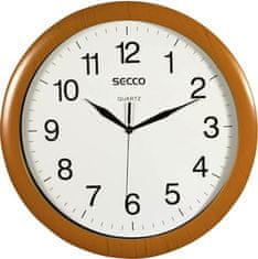 Secco Nástenné hodiny "Sweep Second", rám - imitácia dreva, 33 cm, S TS8002-97