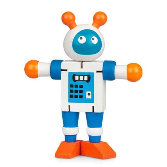 Drevený ohybný robot, bielo-modrý