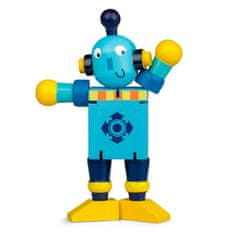 Drevený ohybný robot, modro-žltý