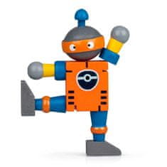Drevený ohybný robot, oranžovo-modrý