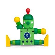 Drevený ohybný robot, zeleno-žltý