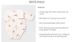 Merebe Letné body BONITA so strednými rukávmi, veľkosť 80