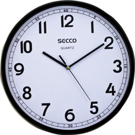 Secco Nástenné hodiny "Sweep second", rám - čierny, 29,5 cm, S TS9108-17