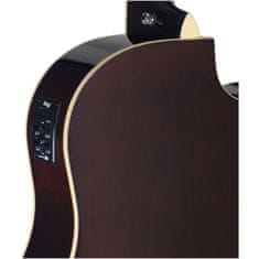 Stagg SA35 DSCE-VS LH, elektroakustická gitara typu Slope Shoulder Dreadnought, ľavoruká