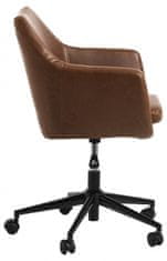 Design Scandinavia Kancelárska stolička Nora, syntetická koža, hnedá