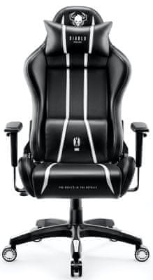 Diablo-Chairs X-One 2.0, čierna/biela (5902560337884) herná ergonomická stolička nastaviteľné podrúčky tiché kolieska krčný bedrový vankúš
