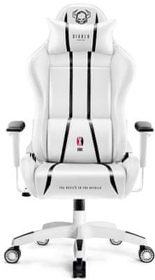 Diablo-Chairs X-One 2.0, biela/čierna (5902560337822) herná ergonomická stolička nastaviteľné podrúčky tiché kolieska krčný bedrový vankúš