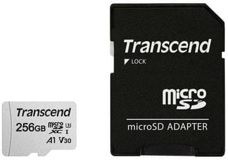 Transcend microSDXC 256GB, 300S, UHS-I, U3 + adaptér (TS256GUSD300S-A)