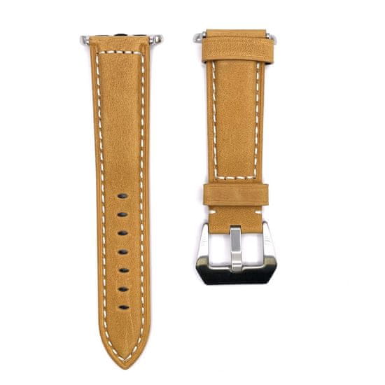 BStrap Leather Lux remienok na Apple Watch 42/44/45mm, silver/brown