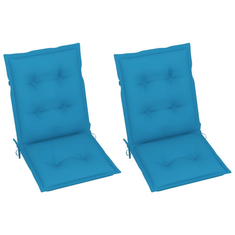 Vidaxl Podložky na záhradné stoličky 2 ks, modré 100x50x7 cm