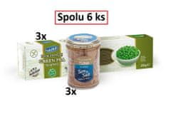 SamMills Balíček strukovinových cestovín - špagety (SPAGHETTI) zo zeleného hrášku a kvalitných filiet zo žltoplutvého tuniaka vo vlastnej šťave