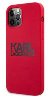 Karl Lagerfeld Stack Black Logo Silikónový Kryt pre iPhone 12/12 Pro 6.1 Red KLHCP12MSLKLRE