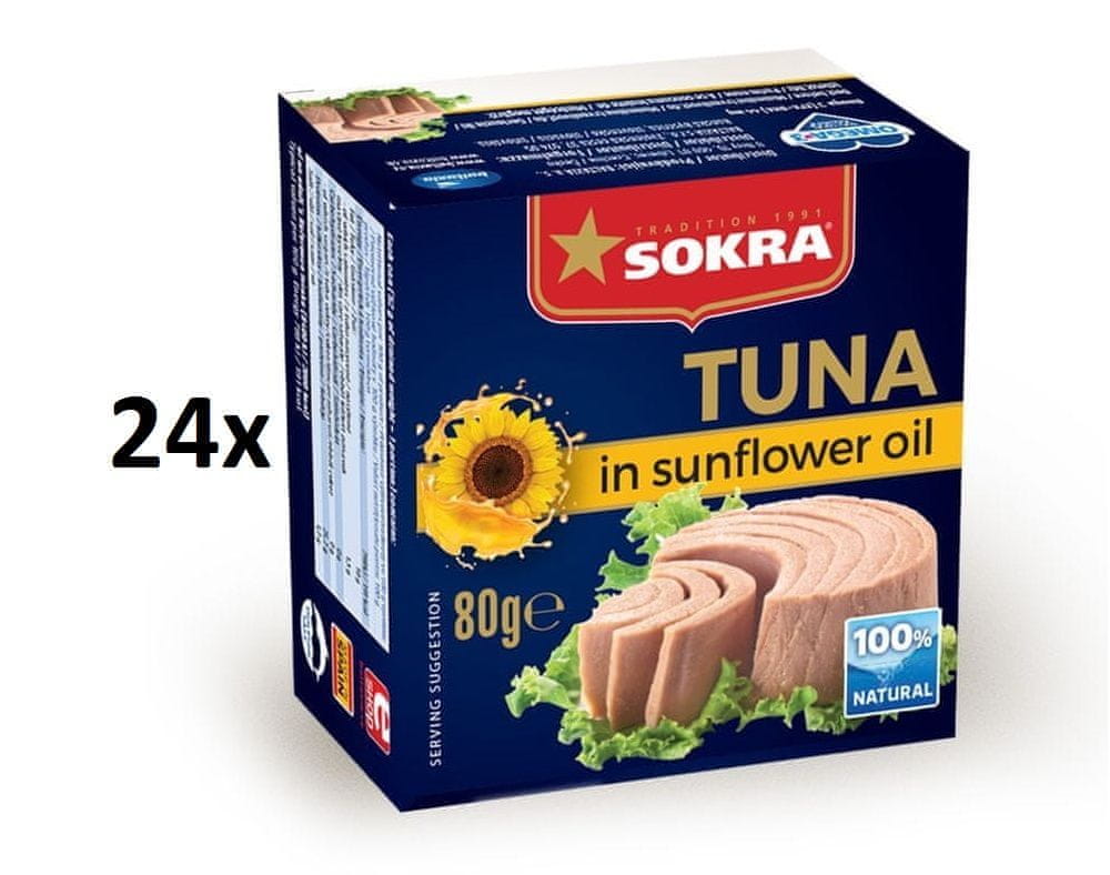 SOKRA Tuniak v slnečnicovom oleji 80 g, 24 ks