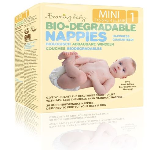 Beaming Baby 1 Mini (2-6 kg) 20 ks - Biologicky rozložiteľné jednorazové plienky