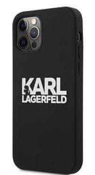 Karl Lagerfeld Stack White Logo Silikónový Kryt pre iPhone 12/12 Pro 6.1 Black KLHCP12MSLKLRBK