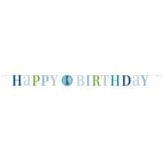 Párty girlanda 1. narodeniny - Happy Birthday - modrá - 182 cm