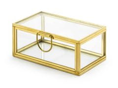 PartyDeco Sklenená krabička na obrúčky zlatá 9x5,5cm