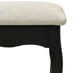 Vidaxl Toaletný stolík so stoličkou, čierny 75x69x140 cm, paulovnia