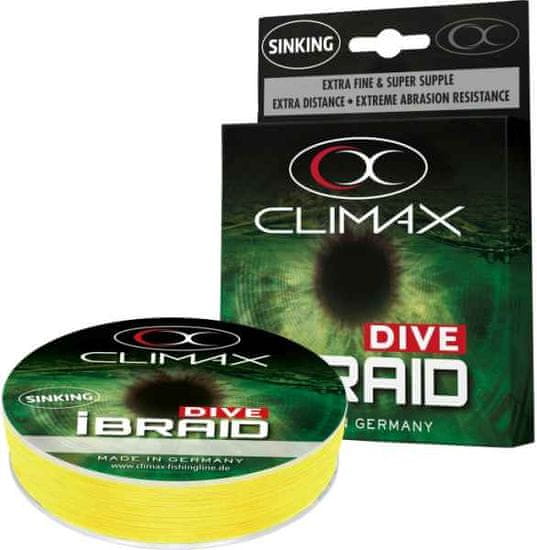 Climax Splietané potápavé šnúry iBraid Dive - 0,18mm/9,5kg/135m - fluo žltá