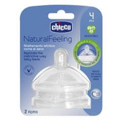 Chicco Cumlík na fľašu Natural Feeling silikón, nastaviteľný prietok 2 ks, 4m+