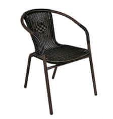 Greatstore Záhradná ratanová stolička Bistro - čierna s hnedou štruktúrou