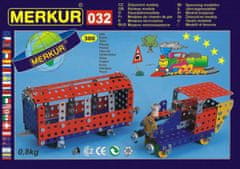 shumee Stavebnice MERKUR 032 Železniční modely 10 modelů 300ks v krabici 36x27x3cm