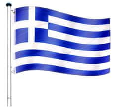 Greatstore Vlajkový stožiar vrátane vlajky Grécko - 650 cm