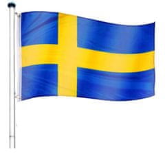 Greatstore Vlajkový stožiar vrátane vlajky Švédsko - 650 cm