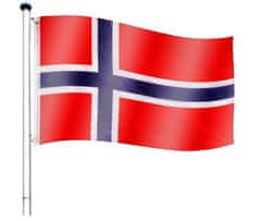 Greatstore Vlajkový stožiar vrátane vlajky Nórsko - 650 cm