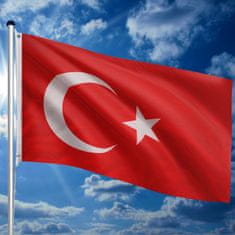 Greatstore Vlajkový stožiar vrátane vlajky Turecko, 650 cm
