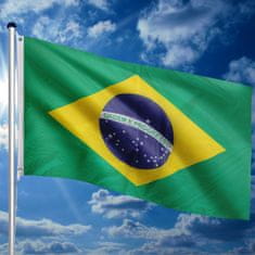 Greatstore Vlajkový stožiar vrátane vlajky Brazília, 650 cm