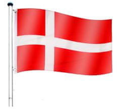 Greatstore Vlajkový stožiar vrátane vlajky Dánsko - 650 cm
