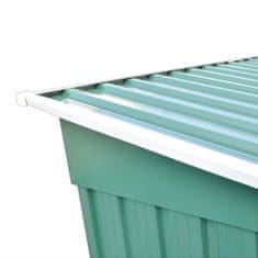 Vidaxl Zelený kovový záhradný domček so strieškou a podlahovým rámom 2,35 m3
