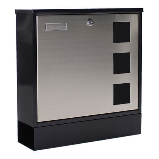 Rottner Design Mailbox poštová schránka čierna | Cylindrický zámok | 37 x 38 x 12 cm