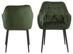 Design Scandinavia Jedálenská stolička Brooke II (SET 2ks), zamat, zelená