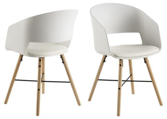 Design Scandinavia Jedálenská stolička Luna (SET 2ks), syntetická koža, biela