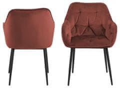 Design Scandinavia Jedálenská stolička Brooke (SET 2ks), zamat, korálová