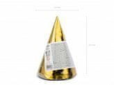 Párty papierové klobúčiky zlaté - 16 cm - 6 ks