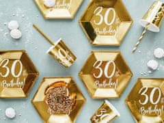 Párty papierové poháriky 30 ROKOV - narodeniny - zlaté - 220 ml - 6ks