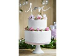 Dekorácia na tortu Love - Valentín - strieborná - 17 cm