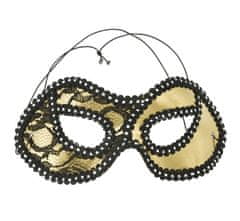 Škraboška - maska s čipkou zlatá - Ples - Karneval