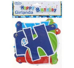 Girlanda narodeniny - HAPPY BIRTHDAY modrá - 180 cm